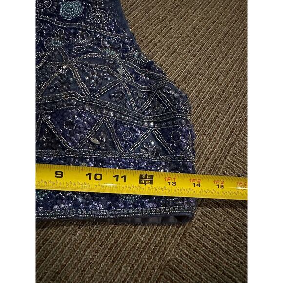 Sherri Hill 2 Piece Chiffon Skirt/Embellished Top Blue Size 6 Style 51296 Formal - Picture 8 of 15